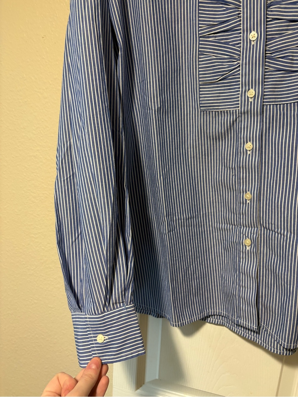 GAP Blue Striped Poplin oversized Button-Down shirt L - Picture 8 of 9